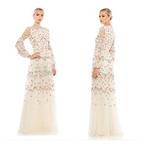 Mac Duggal 35111 NWOT EMBROIDERED BLOUSON SLEEVE GOWN